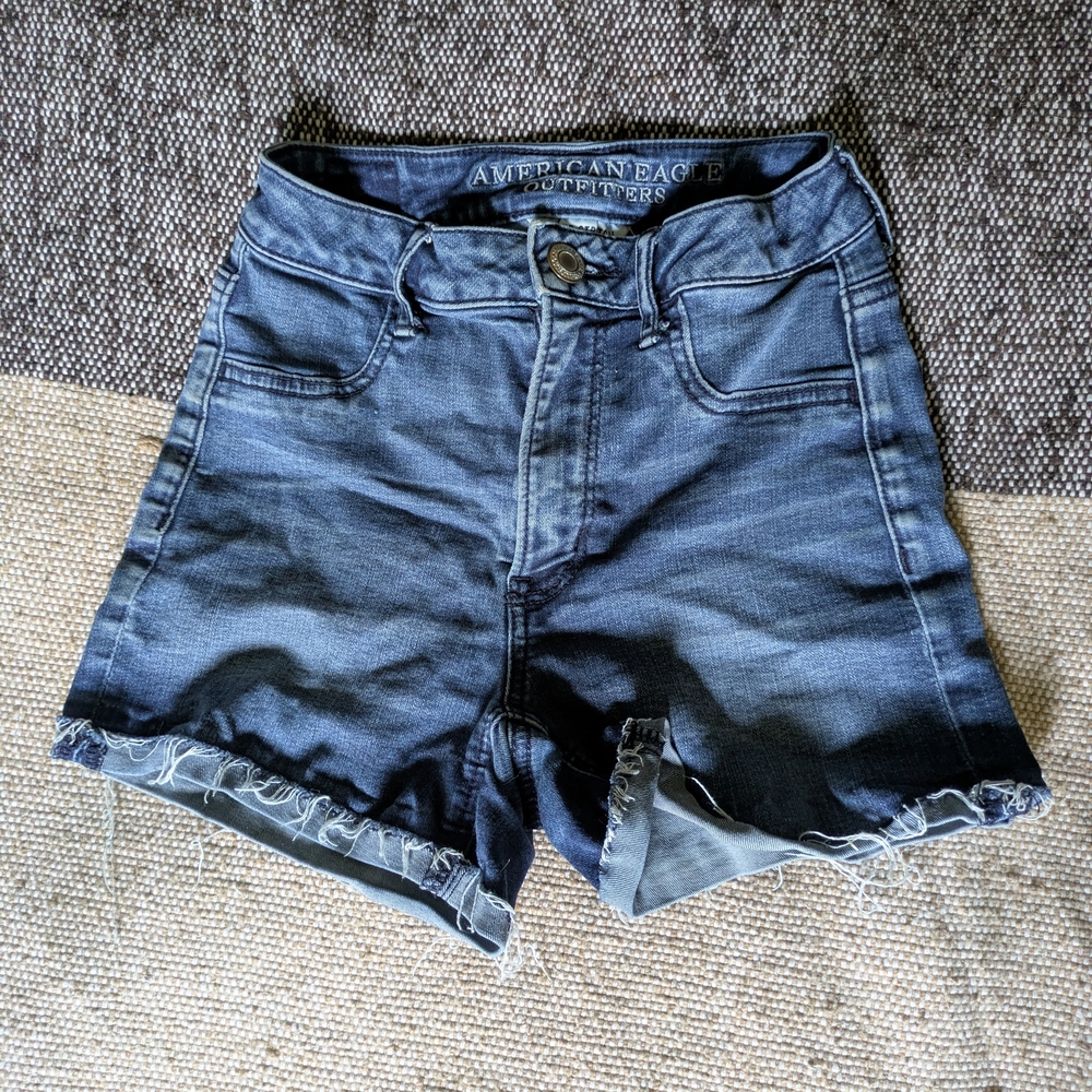 American Eagle Outfitters Women's High Rise Super Stretchy Blue Denim Shorts XS